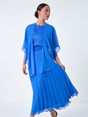 Roman Blue Pleated Premium Maxi Skirt - Image 5 of 5