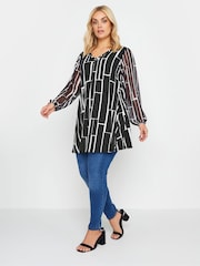 Yours Curve Geometrisch bedrucktes Top mit Mesh-Ärmeln​​​​​​​ - Bild 3 von 4
