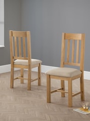Julian Bowen Oak Taupe Hereford Dining Chairs Set Of 2 - Image 1 of 6