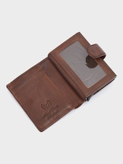 OSPREY LONDON The X Stitch Leather & Metal RFID ID Brown Card Case - Image 4 of 6
