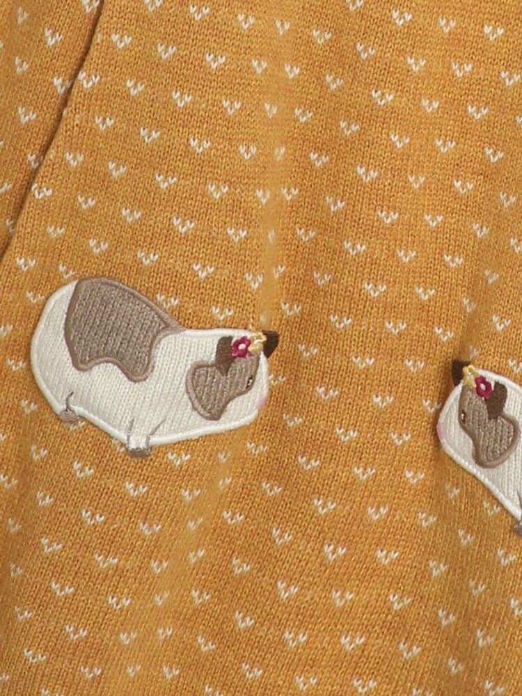 JoJo Maman Bébé Mustard Yellow Guinea Pig Knitted Dress - Image 3 of 3