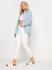 PixieGirl Petite Blue 100% Cotton Broderie Front Shirt - Image 2 of 5
