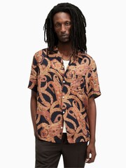 AllSaints Black Morganza Short Sleeve Shirt - Image 1 of 6