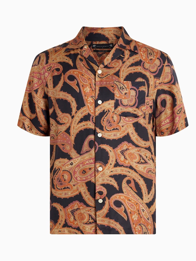 AllSaints Black Morganza Short Sleeve Shirt - Image 6 of 6