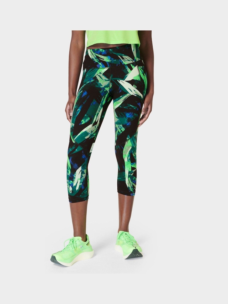 Sweaty Betty Green Areca Palm Print Power Cropped Workout Leggings - Image 1 of 10