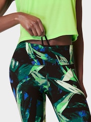 Sweaty Betty Green Areca Palm Print Power Cropped Workout Leggings - Image 5 of 10