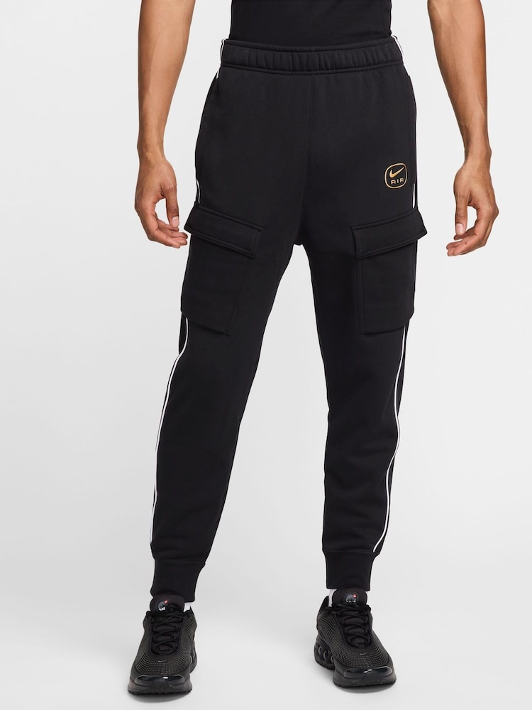 Nike Black Air Fleece Cargo Joggers - Image 1 of 7