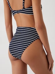 Hush Blue Harper High Waisted Stripe Rib Bikini Bottoms - Image 2 of 3