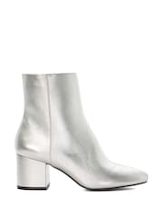 Dune London Silver Ottack Low Block Heel Boots - Image 2 of 5