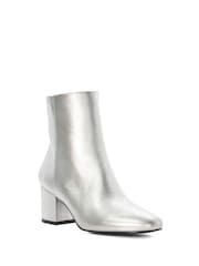 Dune London Silver Ottack Low Block Heel Boots - Image 3 of 5