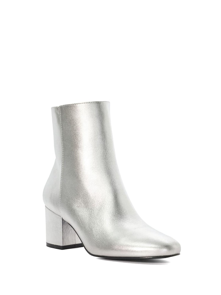 Dune London Silver Ottack Low Block Heel Boots - Image 3 of 5