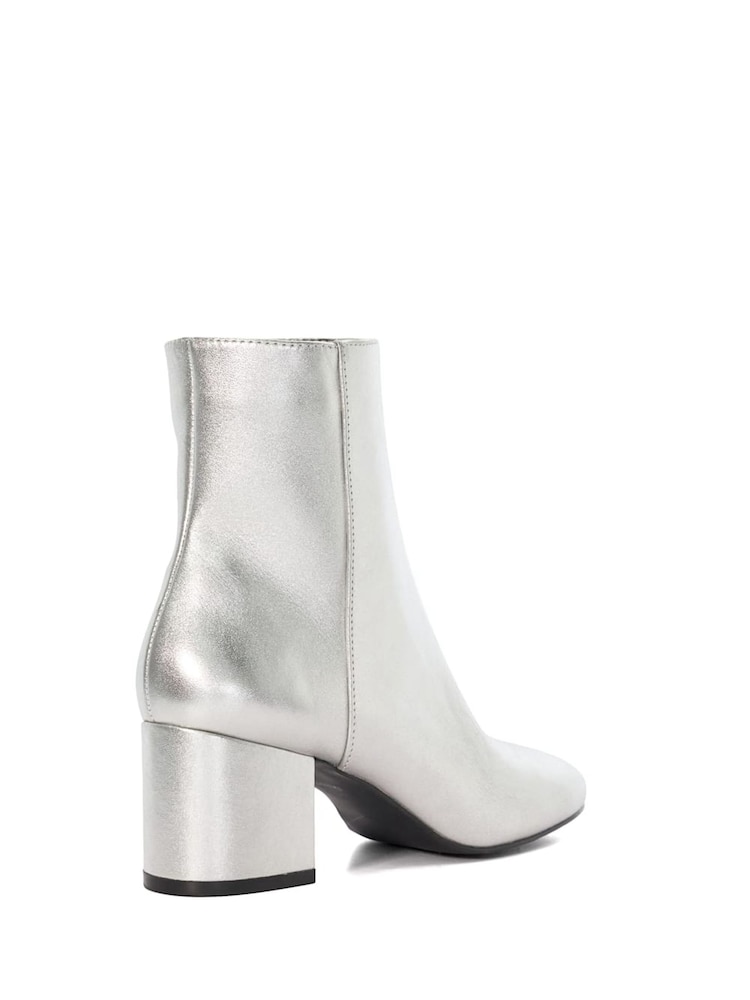 Dune London Silver Ottack Low Block Heel Boots - Image 4 of 5
