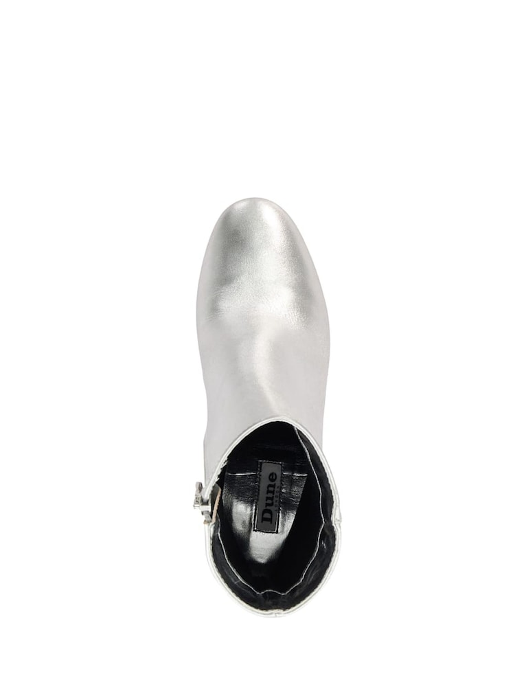 Dune London Silver Ottack Low Block Heel Boots - Image 5 of 5