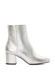 Dune London Silver Ottack Low Block Heel Boots - Image 9 of 11