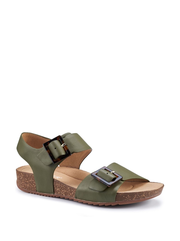 Hotter Dark Green Extra Wide Fit Tourist II Buckle Sandals - Image 2 of 4
