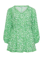 Yours Curve Green Trim Smock Top - Image 5 of 5
