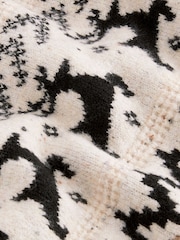 Schwarz/Weiß - Weihnachtlicher Pullover für Damen mit Hirschmotiv und Norwegermuster (Familienkollektion) - Bild 7 von 7