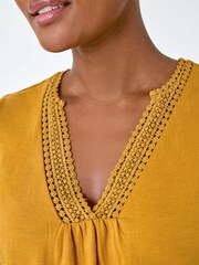 Roman Orange Sleeveless Lace Trim 100% Cotton Top - Image 5 of 5
