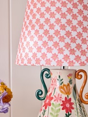 Lucy Tiffney Orange/Green Floral Print Ceramic Table Lamp - Image 3 of 5