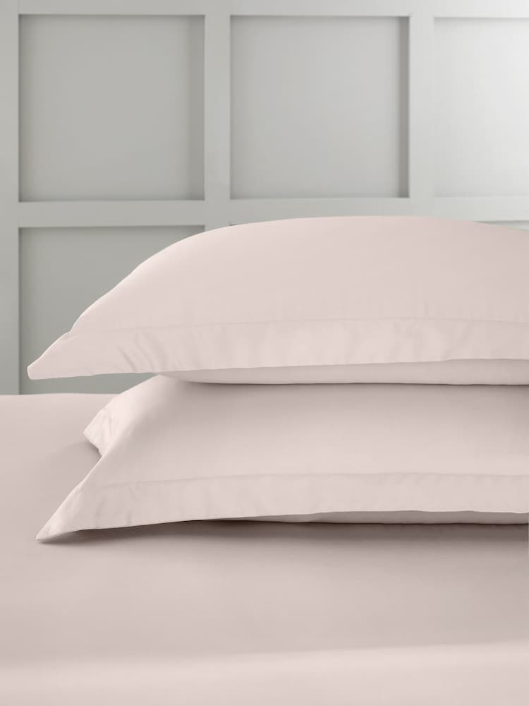 Bianca Set of 2 Blush Pink 400 Thread Count 100% Cotton Sateen Oxford Pillowcases - Image 1 of 4