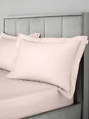 Bianca Set of 2 Blush Pink 400 Thread Count 100% Cotton Sateen Oxford Pillowcases - Image 2 of 4