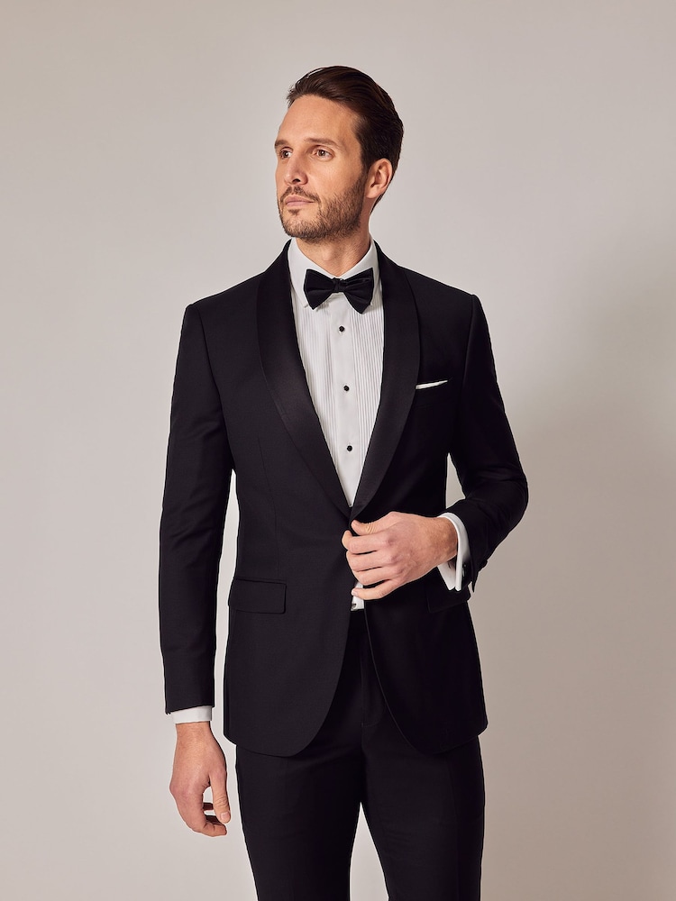 Hawes & Curtis Slim Shawl Dinner črna jakna; ozek šal večerja suknjič - Slika 1 iz 6
