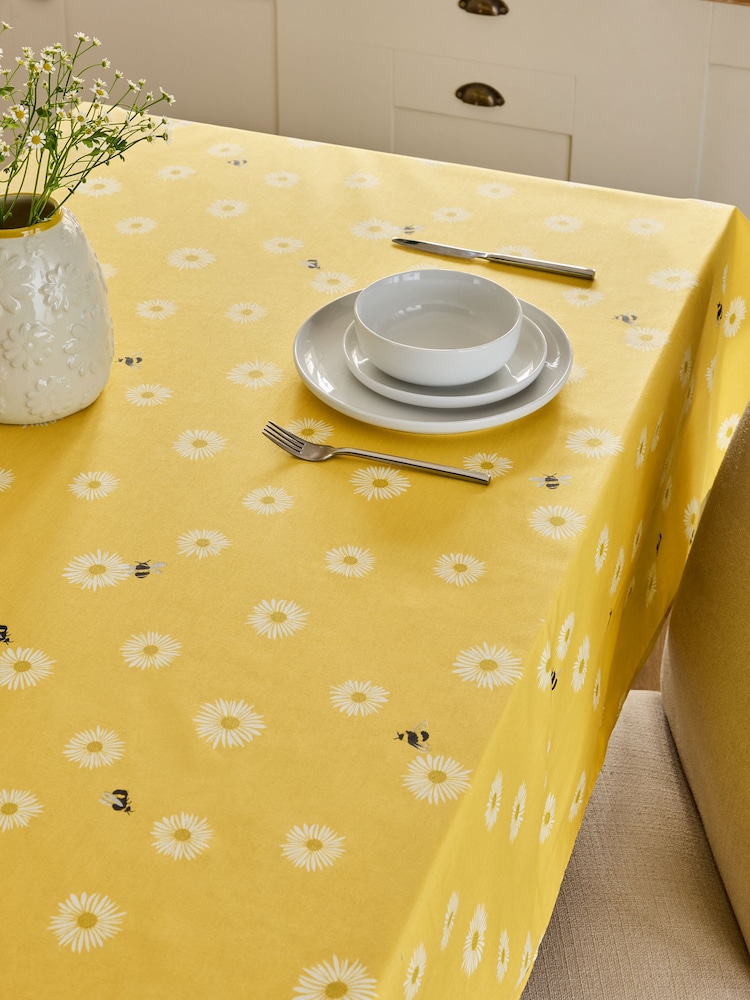 Yellow Daisy Bee Wipe Clean Tablecloth - Image 1 of 4