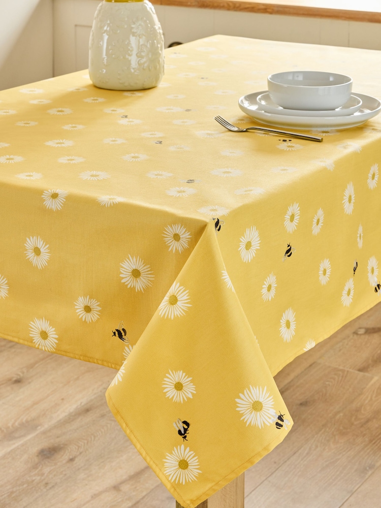 Yellow Daisy Bee Wipe Clean Tablecloth - Image 2 of 4