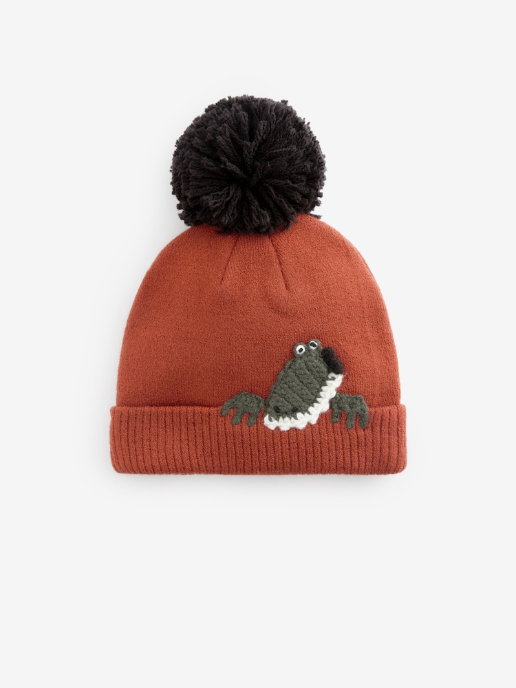 Crocodile Character Pom Hat (3mths-10yrs) - Image 1 of 3 Crocodile Character Pom Hat (3mths-10yrs) - Image 1 of 3