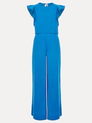 Phase Eight Blue Aubrey Linen Blend Frill Jumpsuit - Image 6 of 6