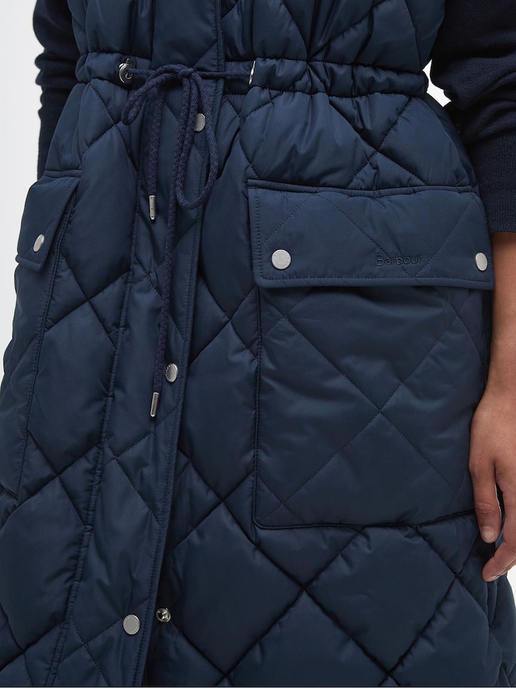Barbour® Navy Rita Longline Puffer Gilet - Image 7 of 7 Barbour® Navy Rita Longline Puffer Gilet - Image 7 of 7