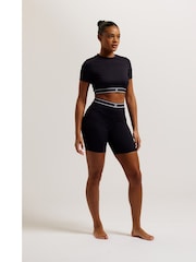 Juicy Couture Black Viscose Rib Cycling Shorts - Image 4 of 4