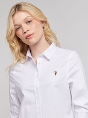U.S. Polo Assn. White Womens Classic Fit Oxford 100% Cotton Shirt - Image 2 of 8