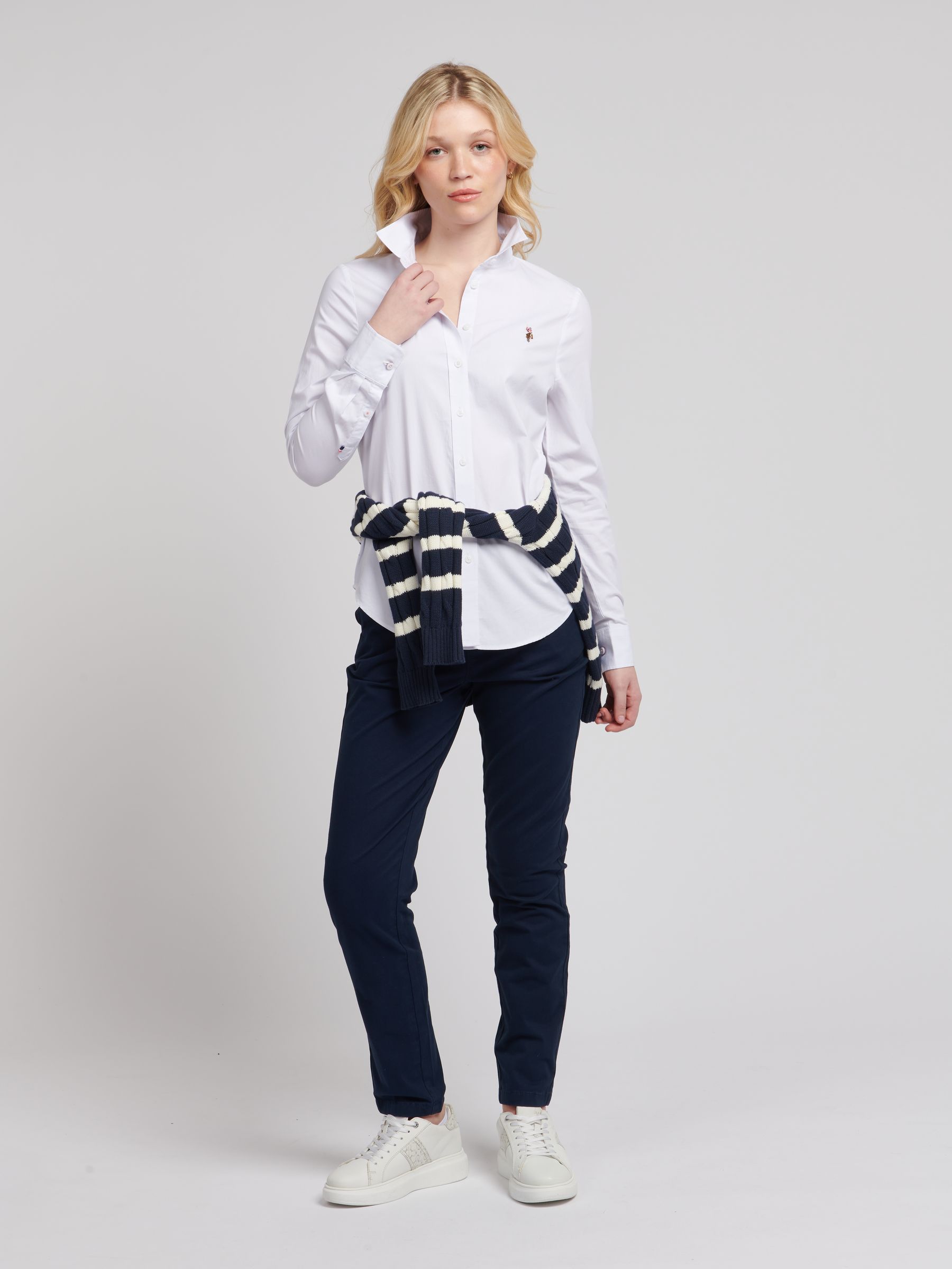 U.S. Polo Assn. White Womens Classic Fit Oxford 100% Cotton Shirt