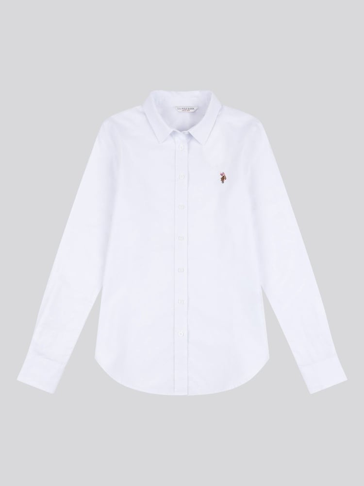 U.S. Polo Assn. White Womens Classic Fit Oxford 100% Cotton Shirt - Image 7 of 8