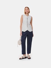 Whistles Blue 100% Linen Barrel Leg Trousers - Image 1 of 5