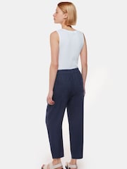 Whistles Blue 100% Linen Barrel Leg Trousers - Image 2 of 5