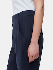 Whistles Blue 100% Linen Barrel Leg Trousers - Image 4 of 5