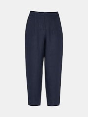 Whistles Blue 100% Linen Barrel Leg Trousers - Image 5 of 5