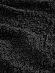 Black Slash Neck Long Sleeve Lace Top - Image 5 of 6