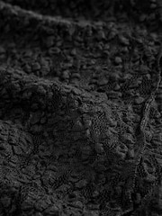 Black Slash Neck Long Sleeve Lace Top - Image 6 of 6