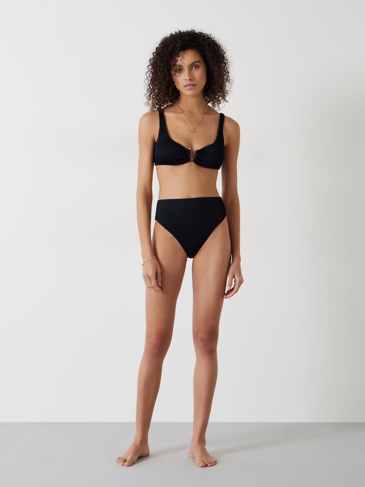Hush Black Long Harper High Waisted Crinkle Bikini Bottoms - Image 2 of 6