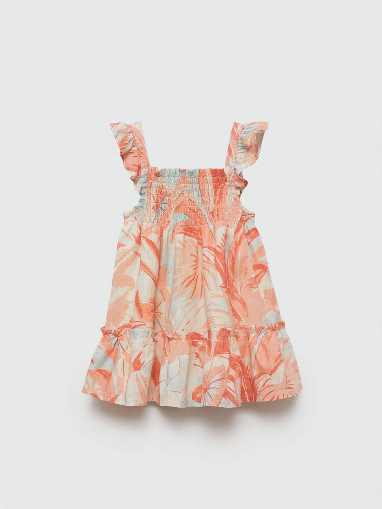 Mango Pink 100% Cotton Printed Ruched Dress - Image 1 of 2