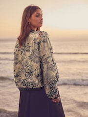 Gold Sparkle Palm Embroidered Bomber Jacket - Image 2 of 9