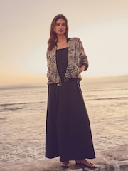 Gold Sparkle Palm Embroidered Bomber Jacket - Image 3 of 9