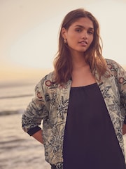 Gold Sparkle Palm Embroidered Bomber Jacket - Image 5 of 9