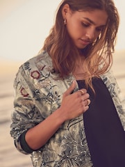 Gold Sparkle Palm Embroidered Bomber Jacket - Image 6 of 9