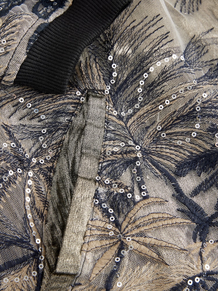 Gold Sparkle Palm Embroidered Bomber Jacket - Image 9 of 9