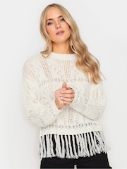 Long Tall Sally White Dark Longline Crochet Jumper - Image 4 of 5