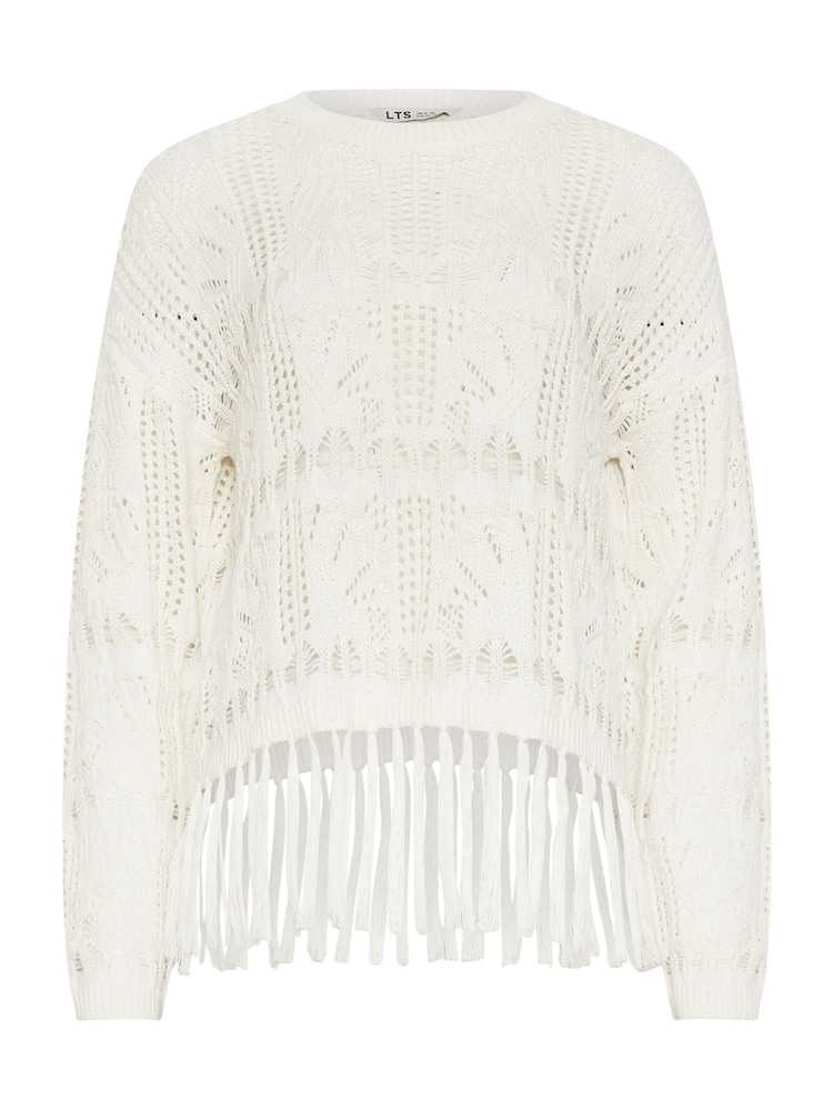 Long Tall Sally White Dark Longline Crochet Jumper - Image 5 of 5